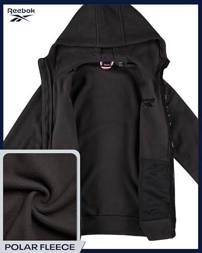 Reebok Mens Fleece Jacket - Lightweight Polar Fleece Zip Up Winter Jackets for Men - Gym Workout Running Outdoor Mens Jacket