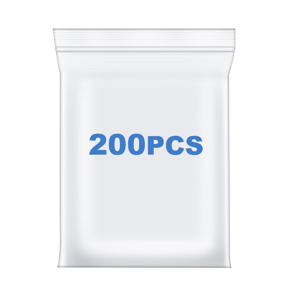 Somoga 200 PCS 1.5" x 1.5" Thick 2.4 Mil Small Clear Zip Poly Bags Mini Plastic Reclosable Zip Seal Lock Bags Necklace Ring Coin Beads Jewelry Pill Zipper Bag