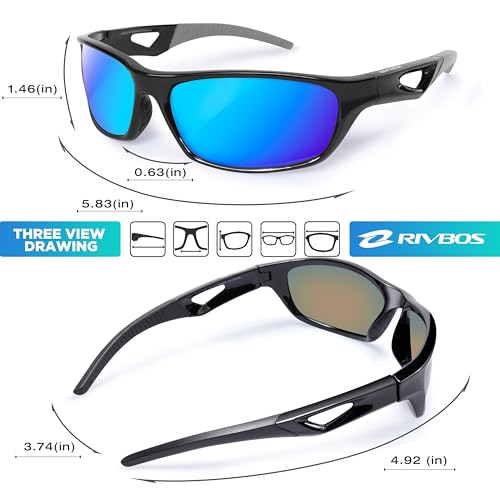 RIVBOS Polarized Sports Sunglasses Driving Sun Glasses Shades for Men Women Tr90 Frame for Cycling Fishing Running RB831