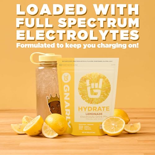 Gnarly Nutrition Hydrate Electrolyte Powder – Lemonade Exercise Hydration Drink Mix – NSF Sport Certified – Electrolyte So...