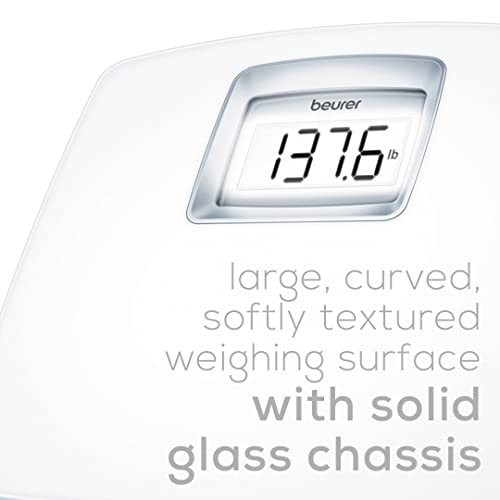 Beurer PS25 Digital Bathroom Scale for Body Weight – 400lb Capacity, Auto-Calibrate, XL Backlit Display – Glass, Precise a...