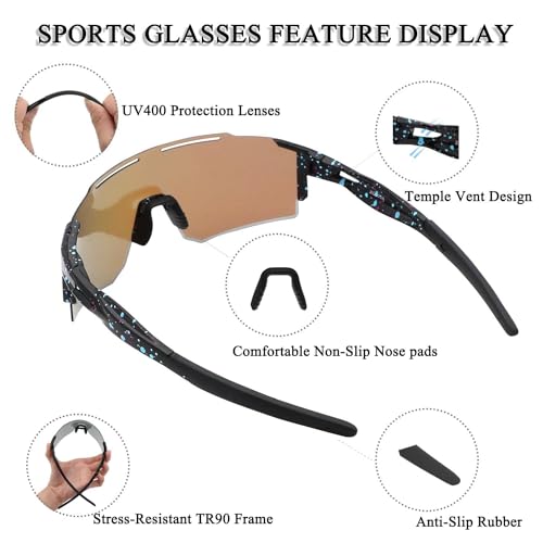Eninedeuisou Sunglasses Cycling Glasses TR90 Frame for Men Women, Running Cycling outdoor Sports.