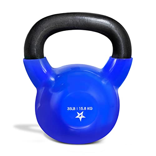 Yes4All Kettlebell, 5-100 LB Vinyl Coated Cast Iron Strength Training Kettlebells for Home Gym Exercises, Fitness, Full Bo...