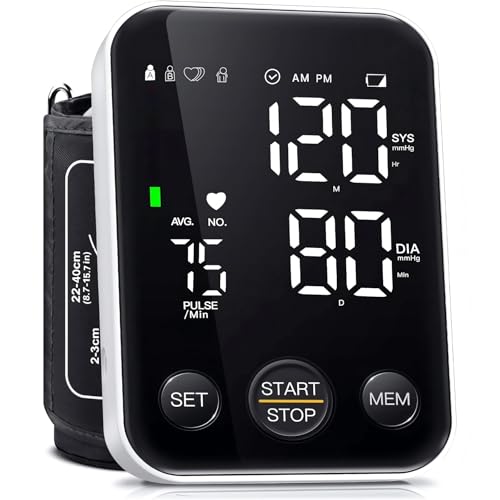 Oklar Blood Pressure Monitor Upper Arm Monitors for Home Use BP Machine Sphygmomanometer with 2x120 Reading Memory Adjusta...