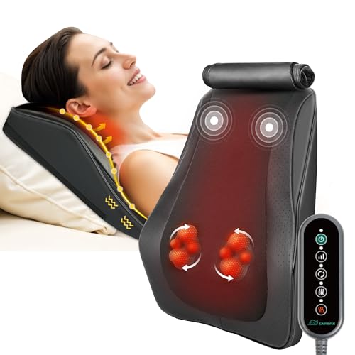 Snailax Back Massager for Back Pain Deep Tissue, Shiatsu Neck and Back Massager with Heat, Vibration, Kneading Massage Pil...