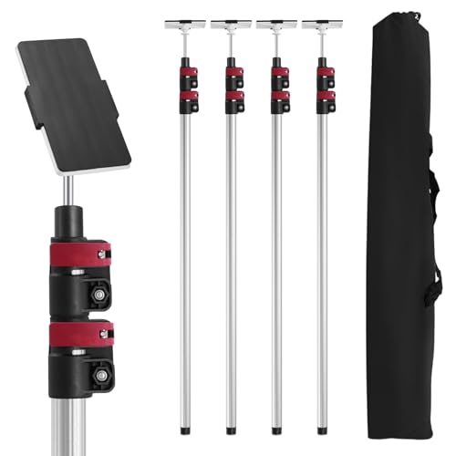 12FT Dust Barrier Poles 4 Pack withCarry Bag, Stainless Steel Retractable Zipper Wall Poles Kit for Renovation, Remodeling...