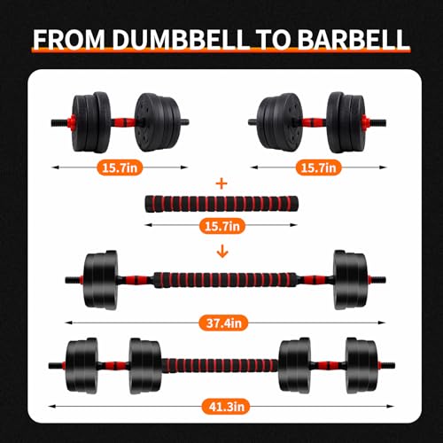 Adjustable Dumbbell Set, 44 Lbs Weights Dumbbells Sets,Barbell Weight Set with Connector, Workout Strength Training Equipm...