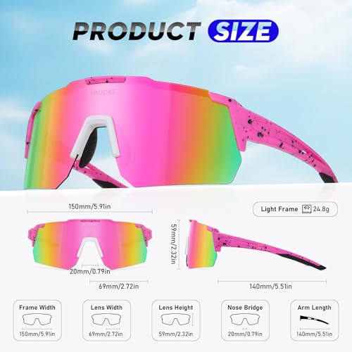 HNJOKE Sports Polarized Sunglasses, UV 400 Protection Sun Glasses Women, Mens Glasses for Cycling Biking Running