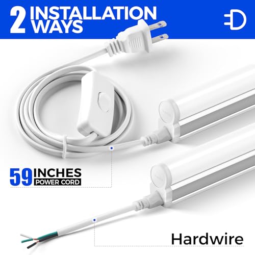 Barrina (6 Pack LED T5 Integrated Single Fixture, 4FT, 2200lm, 6500K Super Bright White, 20W Utility LED Shop Light, Ceili...