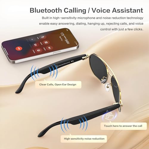 AI Smart Glasses with Chat GPT, AI Translation Glasses with 164 Language, Classic Aviator Sunglasses with Voice Assistant/...