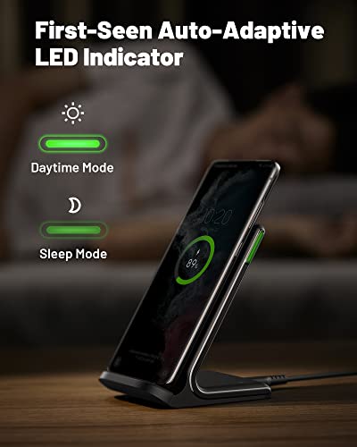 INIU Wireless Charger, 15W Fast Qi Certified Wireless Charging Station with Sleep-Friendly Adaptive Light Compatible with ...