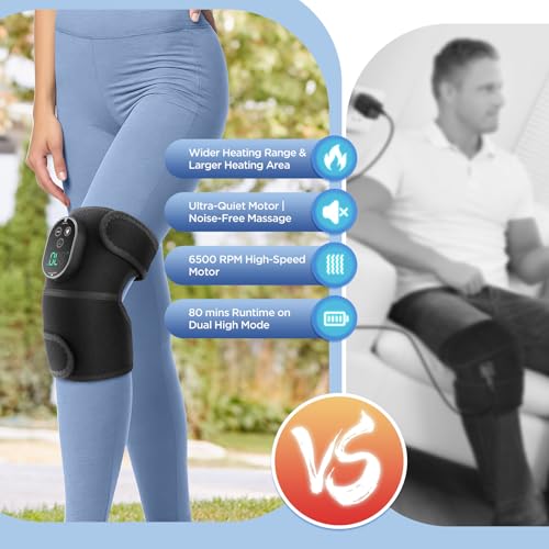 Cordless Knee Massager with Heat, Heating Pad for Knee Shoulder Elbow, Heated Knee Brace for Arthritis, Knee Heating Pad W...