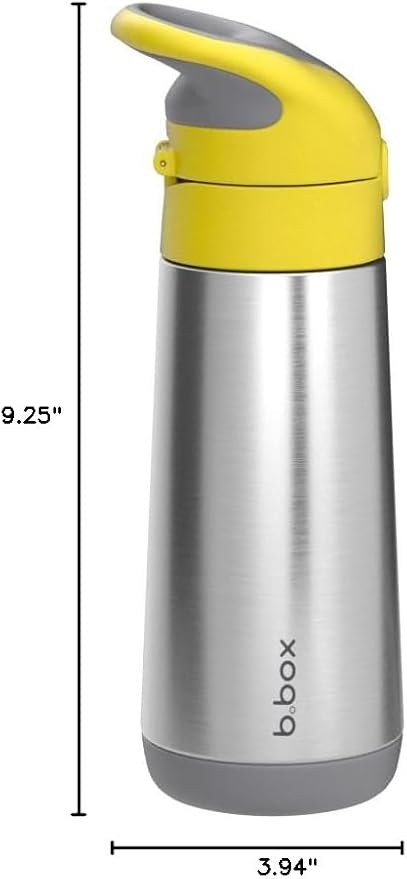 b.box 16.9 oz Insulated Water Bottle - Keeps Drinks Cold 15 Hours, Warm 8 Hours, Triple Wall Stainless Steel Kids Water Bottle w/Free Flow Silicone Straw, Leakproof & Dishwasher Safe