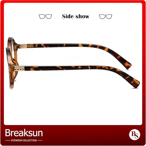 Breaksun Fashion Oval Glasses for Women Men Retro Round Tortoise Frame Blue Light Glasses Nerd Eyeglasses