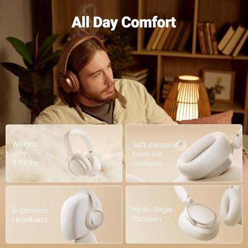 Edifier ES850NB Active Noise Cancelling Headphones, Over Ear Bluetooth Headset, 92H Playtime Wired & Wireless Hi-Res Audio...