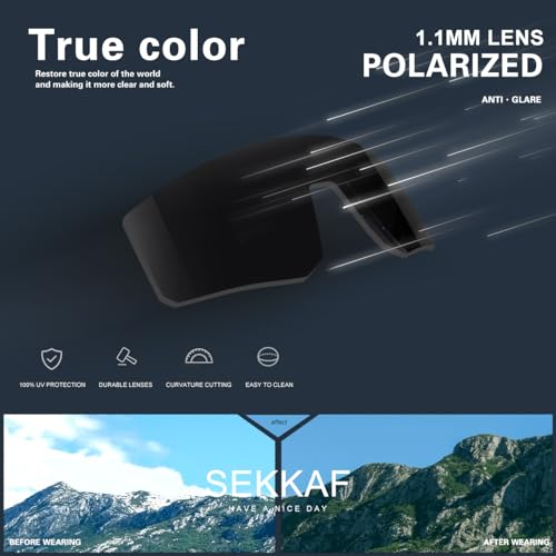 SEKKAF Polarized Sunglasses for Men Women - Sports Sunglasses for Running Baseball Driving Fishing Cycling UV400 Protection