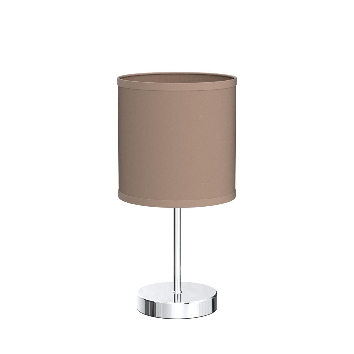 Simple Designs Chrome Mini Basic Table Lamp 2 Pack Set, Fabric Shade, Gray, Model LT2007-GRY-2PK, No Bulb Included