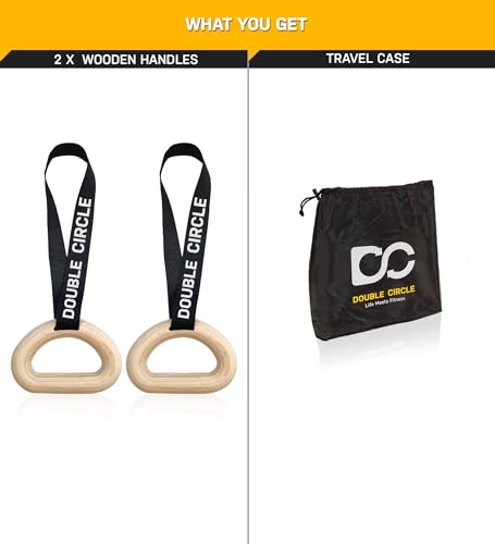 Double Circle Pull Up Handles - Pull Up Grips, LAT Pull Down Gym Handles Design - Quick Attachment to Bars and Barbell Gri...