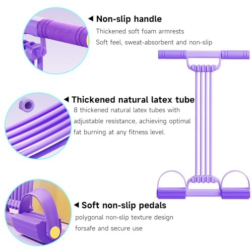 2025 Upgraded Adjustable Pedal Resistance Band, 8-Tube Multifunction Tension Rope, Natural Latex sit-up Trainer Resistance...