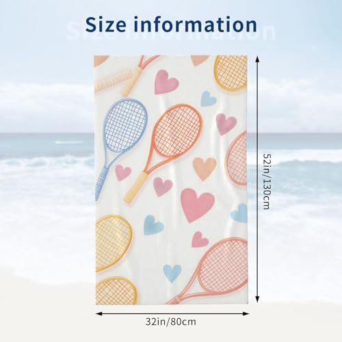 VANZEV Tennis Pattern Beach Towel Cute Sports Sand-Free Microfiber Bath Towel Ultra Soft Quick Dry Pool Towel Absorbent To...