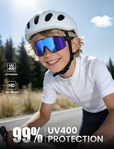 Lamicall Polarized Sport Sunglasses for Age 8-14 Kids - UV400 Protection Baseball Cycling Sun Glasses Gifts for Boys Girls