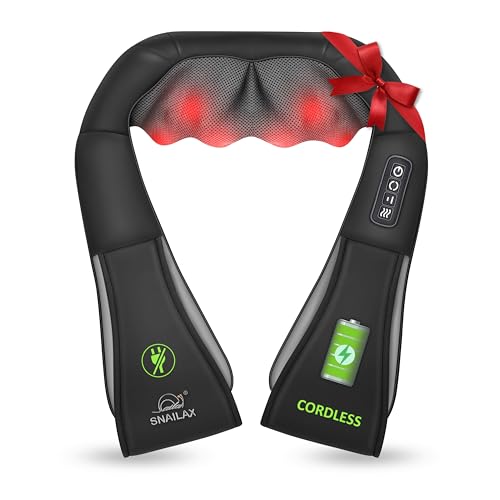Snailax Cordless Massager - Shiatsu Neck and Shoulder Massager with Heat, FSA Eligible, Portable, Lumbar, Back Electric Ma...