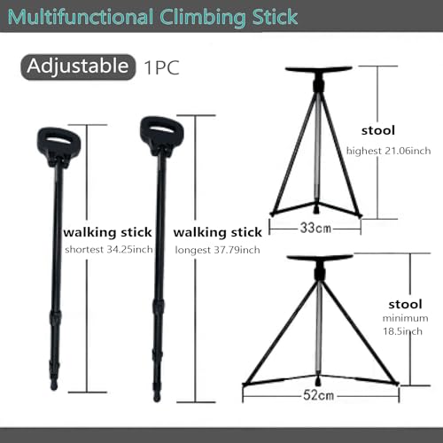 Walking Cane with Seat 2-in-1 Foldable Walking Sticks Chair for Men Women Elderly Folding Camping Chair Portable Trekking ...