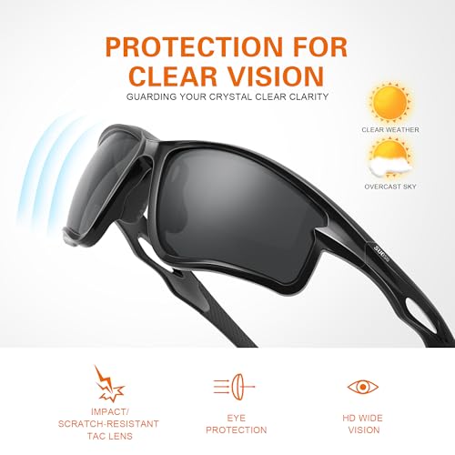 suoso Polarized Sports Sunglasses Men: Running Sunglasses Women Wrap Around Glasses for Fishing Driving UV400 Protection TR90