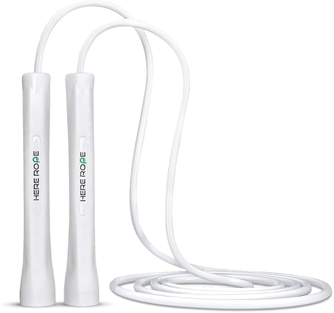 HEREROPE Adjustable Jump Rope – 5mm PVC Skipping Rope with Unbreakable Handles, Non-Kinking, Includes 1 Spare Rope for Ind...