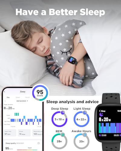 BIGGERFIVE Smart Watch for Kids, 1.8" Fitness Tracker Watch Pedometer, Heart Rate, Sleep Monitor, IP68 Waterproof, Calorie...