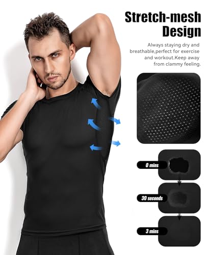 Niksa Men's Compression Shirts, Short Sleeve Athletic Compression Tops Dry Workout T Shirt, Rash Guard Base Layer Undershirt