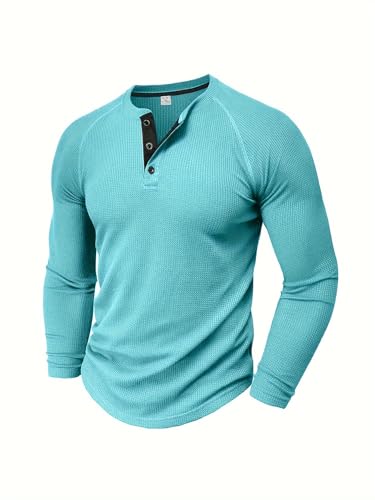 1 Piece Men's Waffle Long Sleeve Shirt, Stylish Thermal Top for Casual & Outdoor Multi-Season Wear