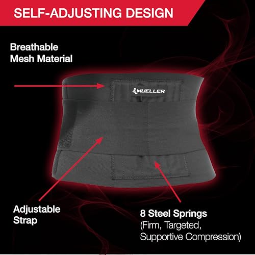 MUELLER Sports Medicine Adjustable Back Brace, Ideal for Upper and Lower Back Pain, Relief & Support for Men and Women, St...
