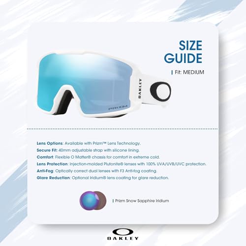 OAKLEY Line Miner LARGE/MEDIUM Ski Goggles For Men For Women OO7070, OO7093+ Bundle Accessory Leash Kit,Microfiber Pouch