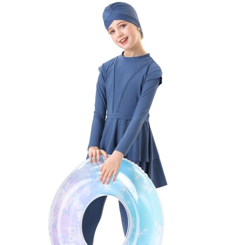 FYMNSI Kids Burkini Swimsuits Girls Baby Modest Muslim Swimwear Long Sleeve Swim Top Pants Hijab 3PCS Bathing Suit Rash Guard
