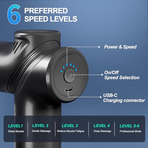 LEERCON Massage Gun Deep Tissue Electric Massagers Mini Massage Gun Travel with 4 Massage Heads Muscle Percussion Massager...