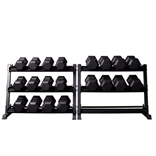 REP Fitness Rubber Hex Dumbbell Set, Adjustable Weight Pairs, Home Gym Equipment, Strength Training For Men Women, Black C...