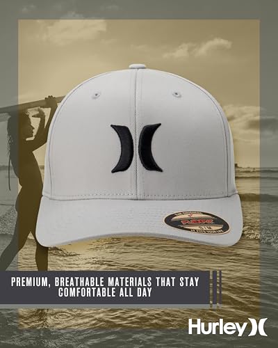 Hurley Mens Baseball Cap - Flexfit Fitted Baseball Caps for Men (Sizes: S-XL)