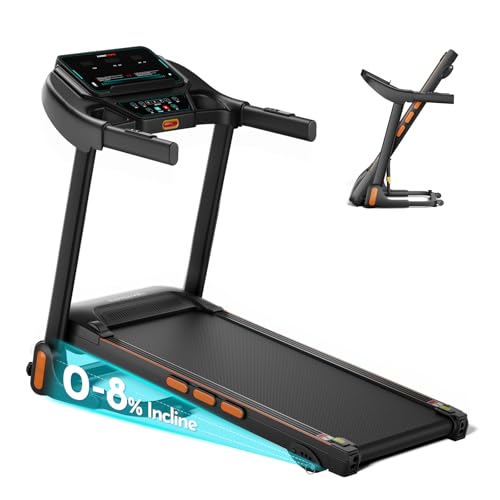 Treadmill for Home, 3.0HP Folding Treadmill with Incline, 300 lbs Capacity, Bluetooth & Heart Rate Sensor, Space-Saving De...