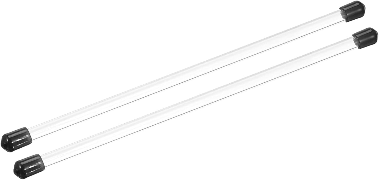 PATIKIL Clear Rigid Tube Round Plastic Tubing with Black Rubber Caps Polycarbonate Water Pipe, 305mm/ 12 Inch Length, 5mmx6mm/0.2"x0.23", 2 Set