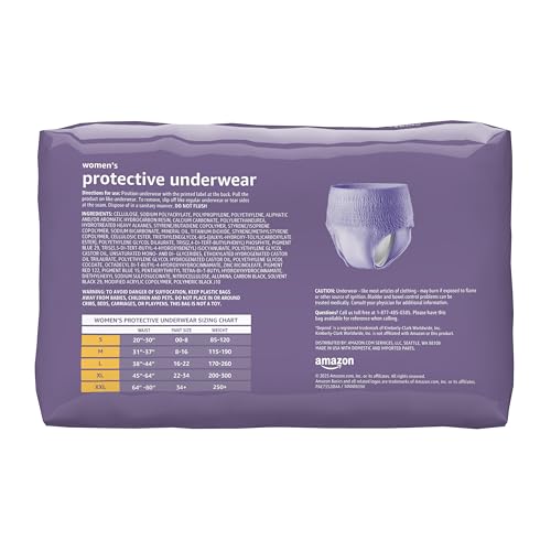 Amazon Basics Incontinence Underwear for Women, Protective, Disposable, Postpartum, Maximum Absorbency, Small, Lavender, 24 Count