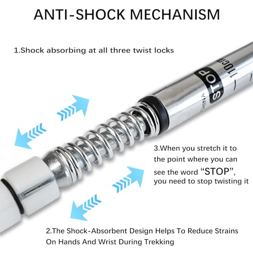 Ynaize 2 Pack Hiking Poles for Junior, Nordic Walking Trekking Pole Hiking Sticks Lightweight Collapsible & Shock-Absorben...