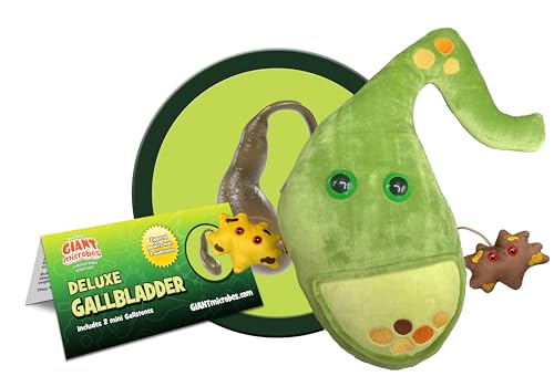GIANT MICROBES Deluxe 14" Gallbladder Plush with Gallstones, Biology Stuffed Animal, Gallbladder Surgery Recovery Gifts, G...