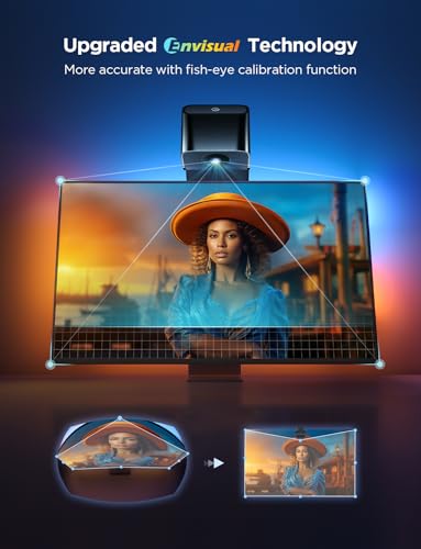 Govee TV Backlight 3 Lite with Fish-Eye Correction Function Sync to 55-65 Inch TVs, 11.8ft RGBICW Wi-Fi LED Strip Lights w...