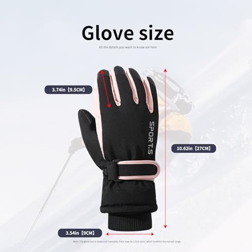 Feelorna Women Winter Ski Gloves, Waterproof Touchscreen Anti-Slip Snowboard Gloves for Skiing Sports