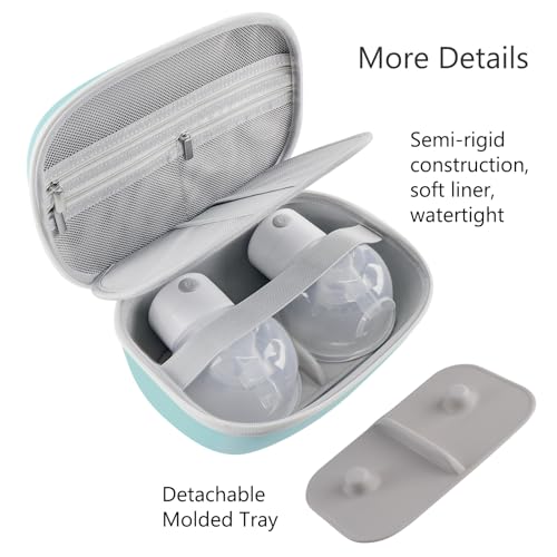 Wearable Breast Pumps Carrying Bag, Hard Shell Case with Removable Tray, Watertight Breast Pump Storage Bag Compatible wit...