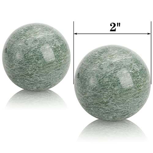 Lyellfe Set of 4 Marble Stone Baoding Balls, 2 Inch Meditation Balls with Box, Chinese Health Exercise Massage Ball for Ha...