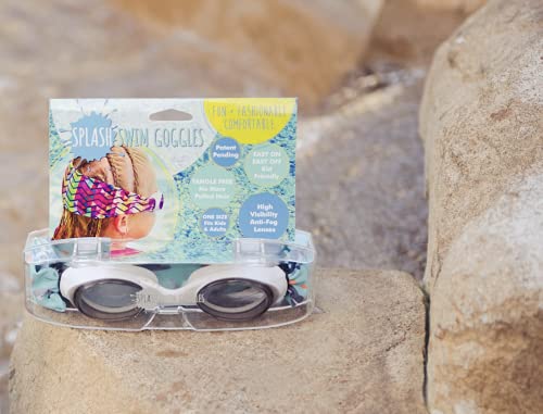 Splash Place KIDS SWIM GOGGLES with Fabric Strap | Tangle-Free Swimming Goggles for Kids