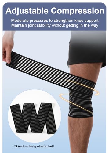 2 Pack Knee Wraps for Pain Relief, Knee Wrap Knee Compression Sleeve Knee Sleeves for Men Women Compression Knee Brace, Kn...