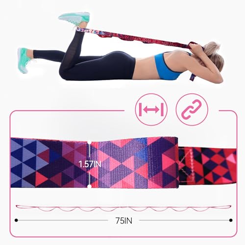 Aozora Yoga Strap Stretching Strap with Loops, Stretch Straps for Physical Therapy, 10 Loops Non-Elastic Exercise Strap fo...